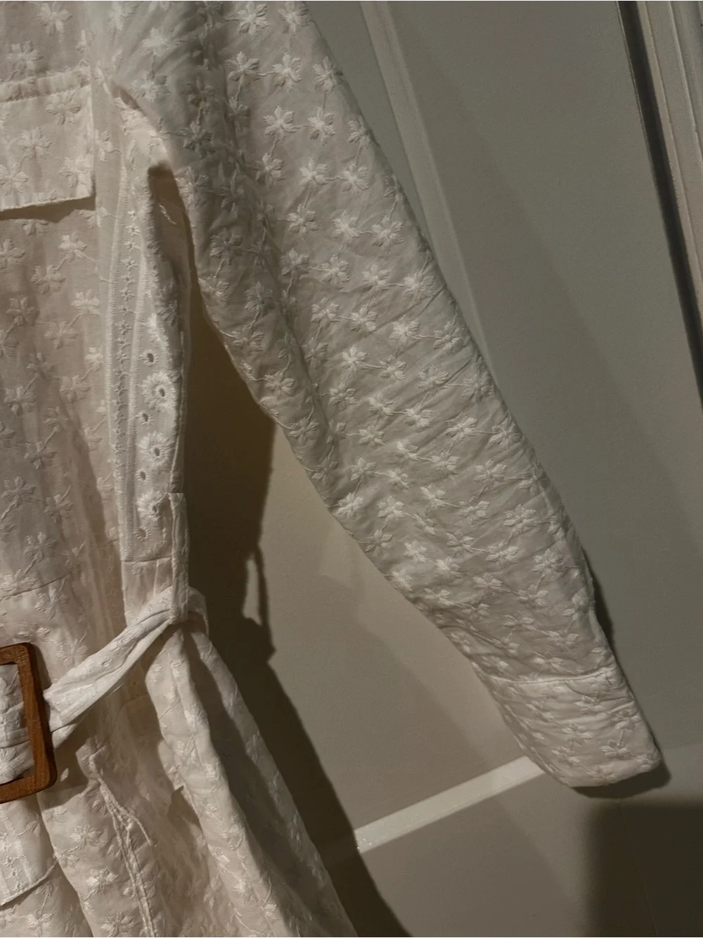 Zara White Eyelet Trench Shirt Dress with Belt